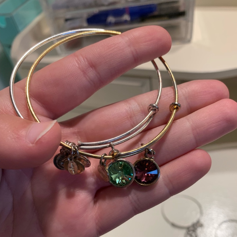 Two Alex and Ani birthstone bracelets